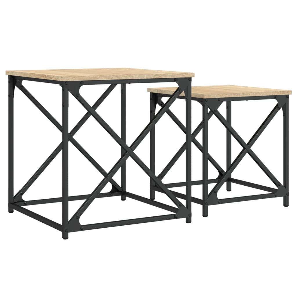 Tavolini Impilabili 2 pz Rovere Sonoma in Legno Multistrato | homemem39