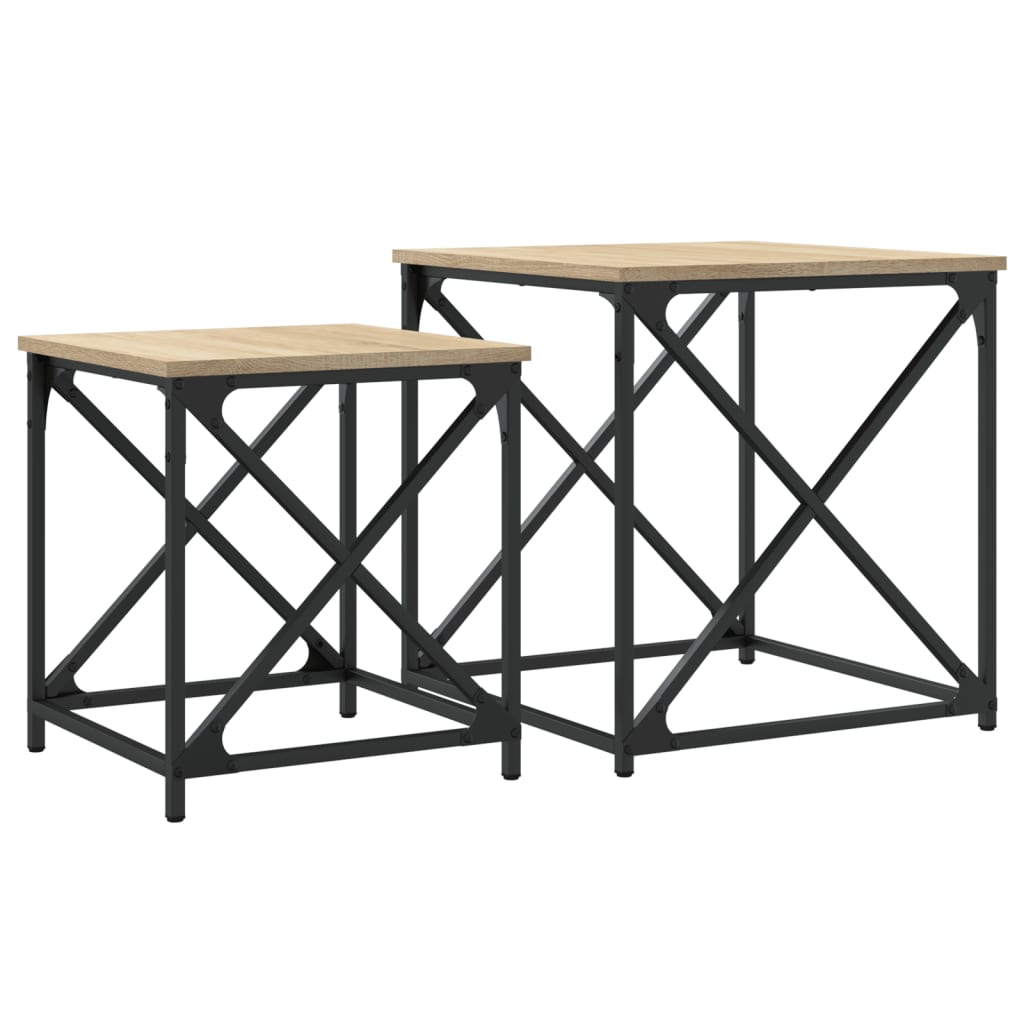 Tavolini Impilabili 2 pz Rovere Sonoma in Legno Multistrato | homemem39