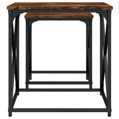 Tavolini Impilabili 2 pz Rovere Fumo in Legno Multistrato | homemem39