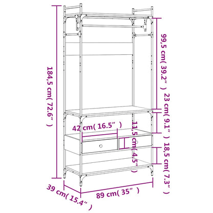 Armadio Cassetti Rovere Fumo 89x39x184,5 cm Legno Multistrato | homemem39