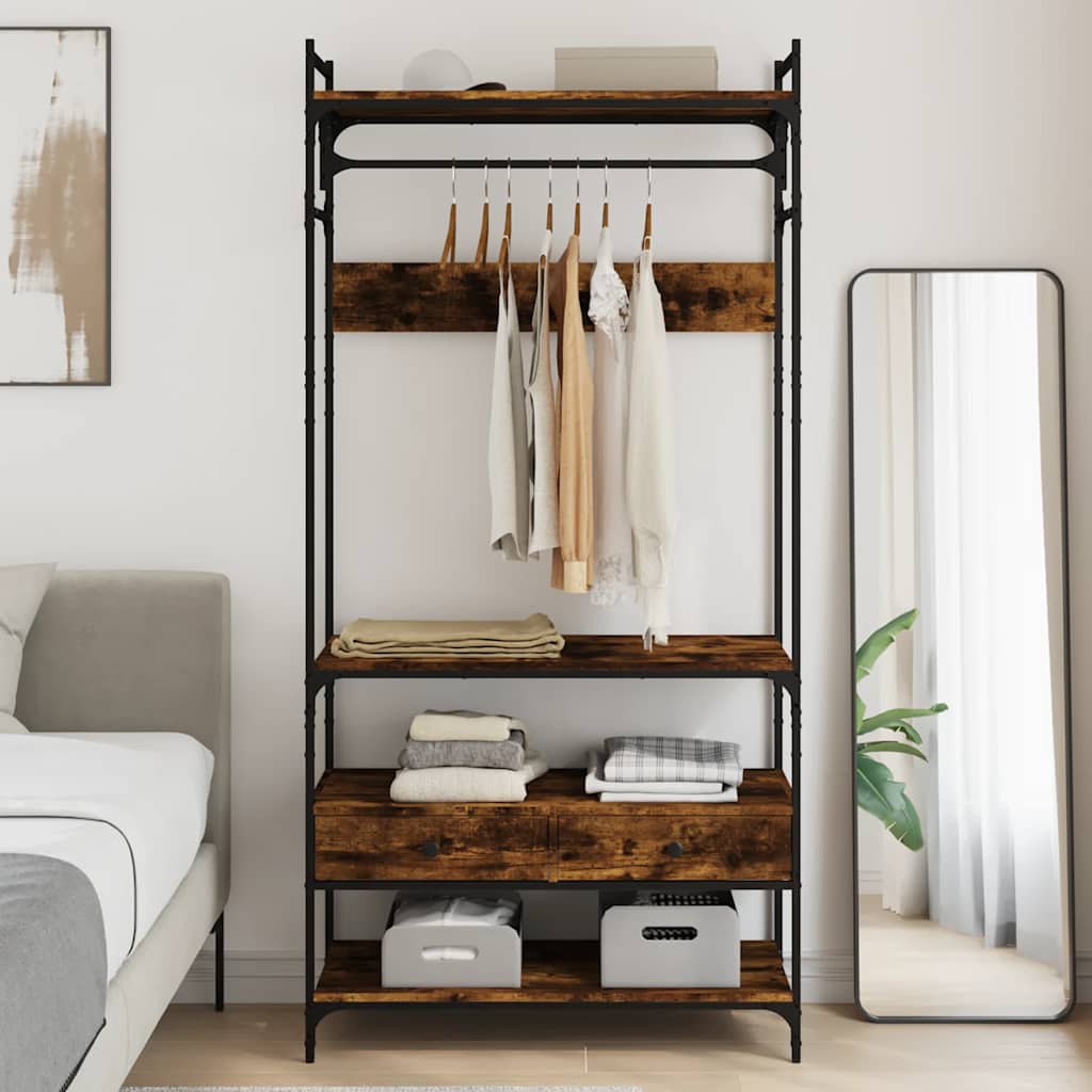 Armadio Cassetti Rovere Fumo 89x39x184,5 cm Legno Multistrato | homemem39