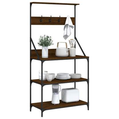 Scaffale Cucina Ganci 4Ripiani Rovere Marrone Legno Multistrato | homemem39