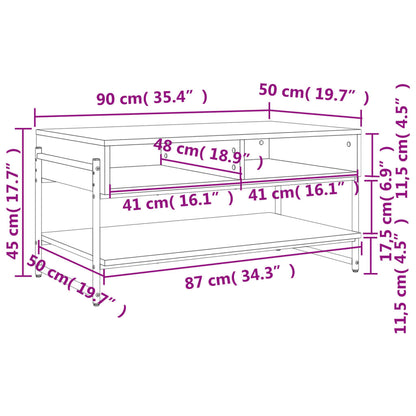 Tavolino da Salotto Rovere Fumo 90x50x45cm in Legno Multistrato
