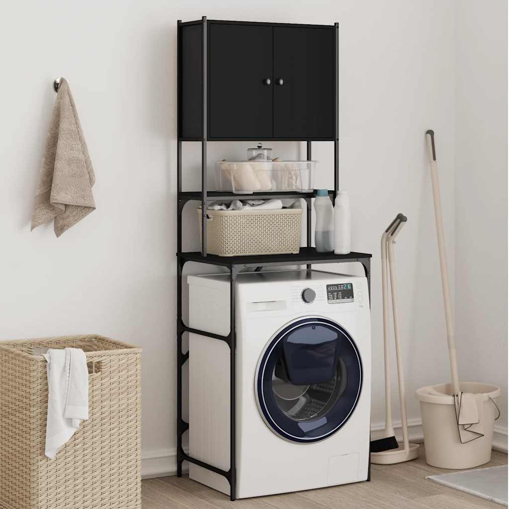Mobile per Lavatrice Nero 68x48,5x194 cm
