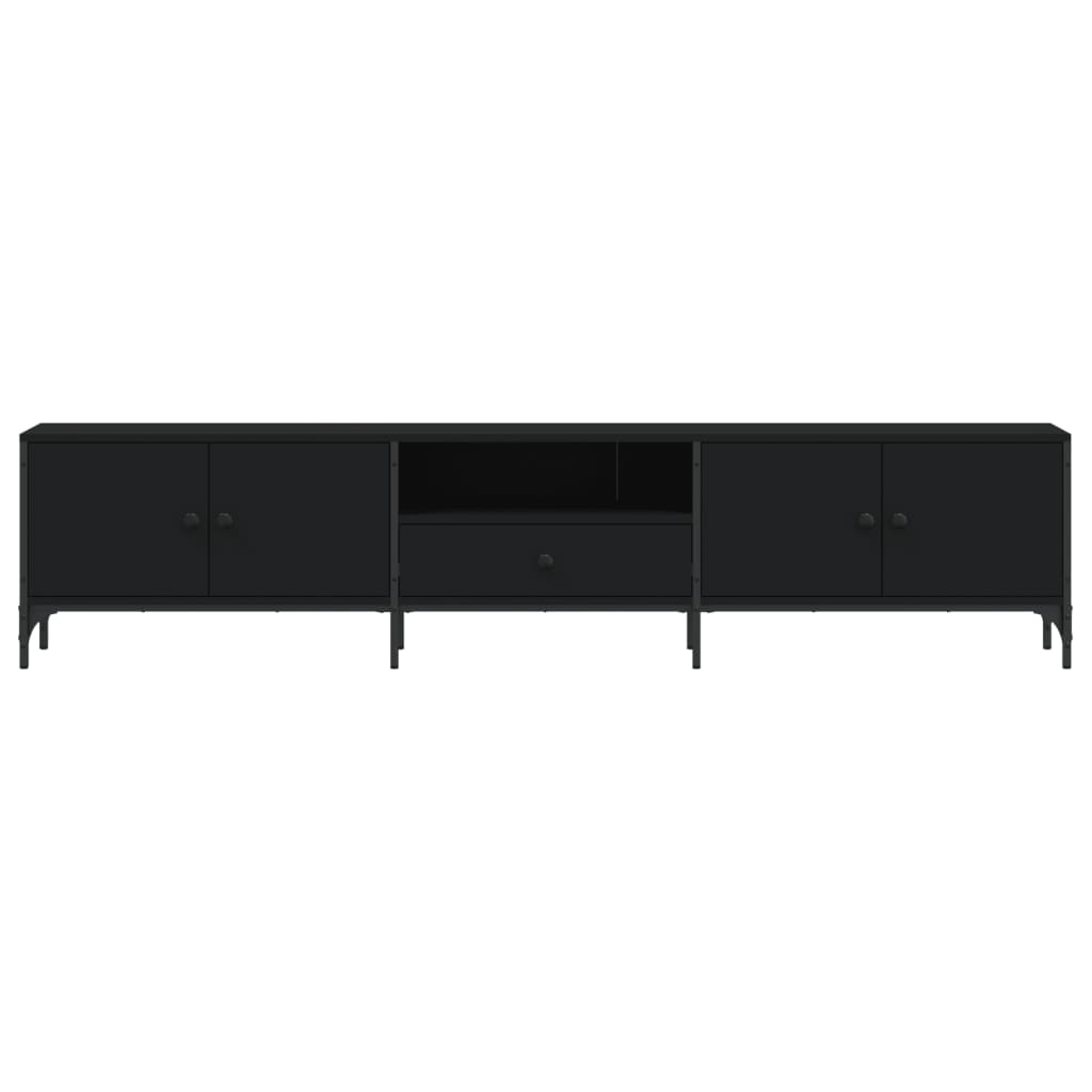 Mobile TV con Cassetto Nero 200x25x44 cm in Legno Multistrato - homemem39
