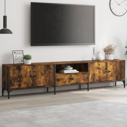 Mobile TV Cassetto Rovere Fumo 200x25x44 cm Legno Multistrato - homemem39