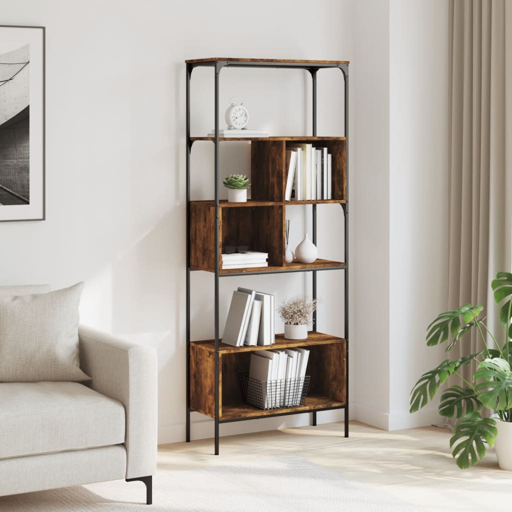 Libreria 5 Ripiani Rovere Fumo 76x33x188,5 cm Legno Multistrato | homemem39