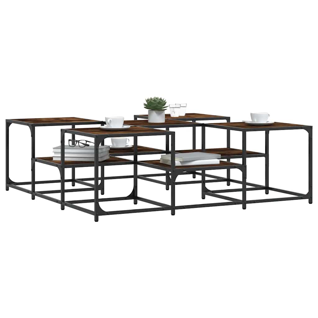 Tavolino Salotto Rovere Fumo 121x121x40 cm Legno Multistrato
