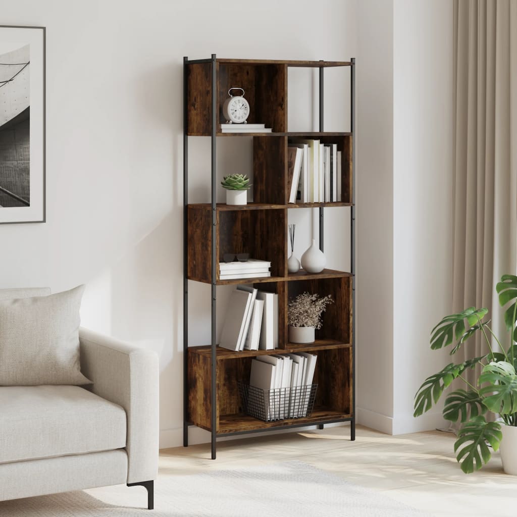 Libreria Rovere Fumo 72x28x172 cm in Legno Multistrato | homemem39