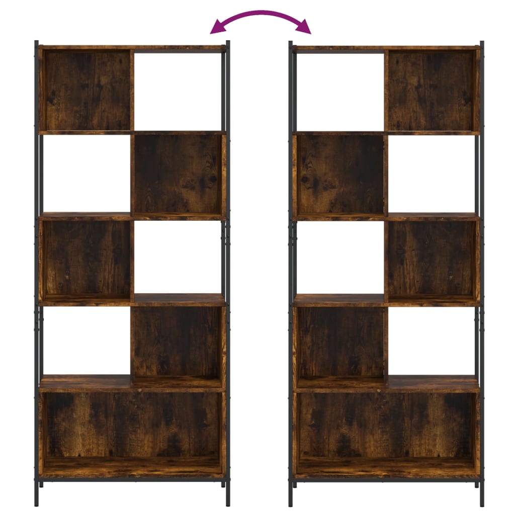 Libreria Rovere Fumo 72x28x172 cm in Legno Multistrato | homemem39