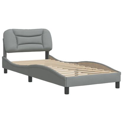 Bed frame with light gray headboard 80x200 cm in fabric