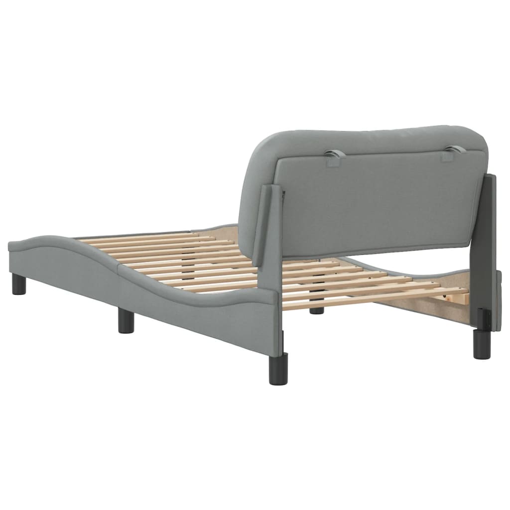 Bed frame with light gray headboard 80x200 cm in fabric