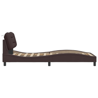 Bedframe with Dark Brown Headboard 80x200 cm in Fabric