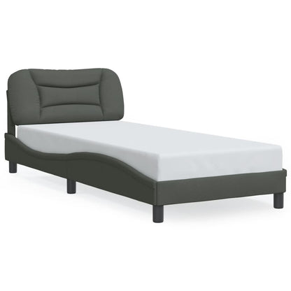 Bedframe with Dark Gray Headboard 90x190 cm in Fabric