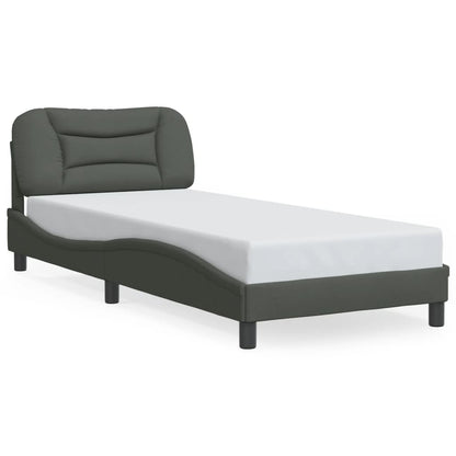 Bedframe with Dark Gray Headboard 90x200 cm in Fabric