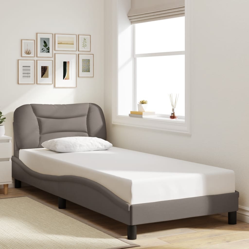 Bed frame with dove gray headboard 90x200 cm in fabric