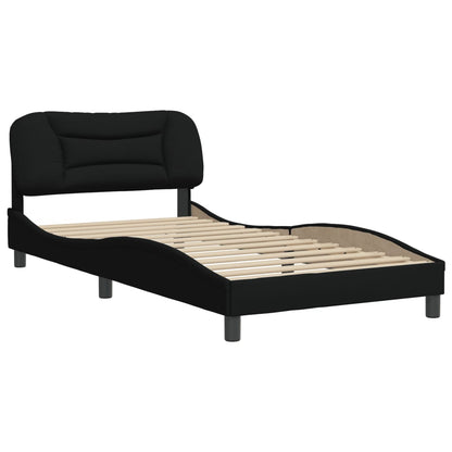 Black bed frame with headboard 100x200 cm in fabric