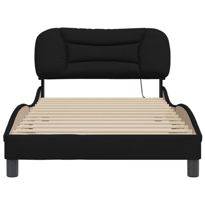 Black bed frame with headboard 100x200 cm in fabric