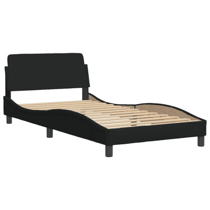 Black bed frame with headboard 100x200 cm in fabric