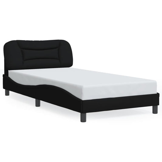 Black bed frame with headboard 100x200 cm in fabric