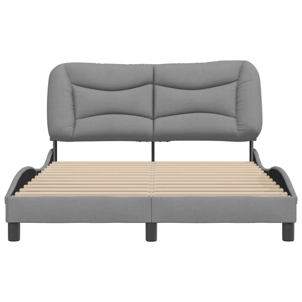 Bed frame with light gray headboard 120x200 cm in fabric