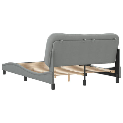 Bed frame with light gray headboard 120x200 cm in fabric