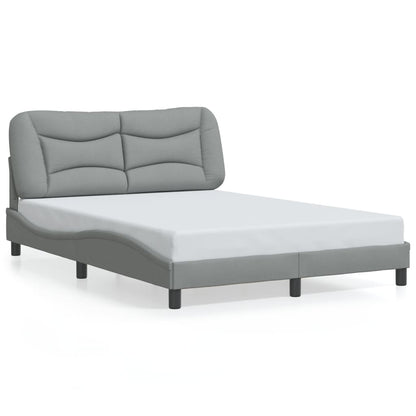 Bed frame with light gray headboard 120x200 cm in fabric