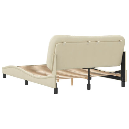 Cream bed frame with headboard 120x200 cm in fabric