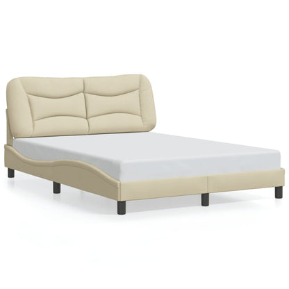 Cream bed frame with headboard 120x200 cm in fabric