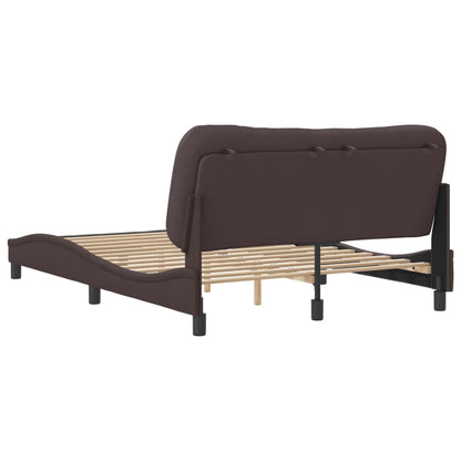 Bedframe with Dark Brown Headboard 140x190 cm in Fabric