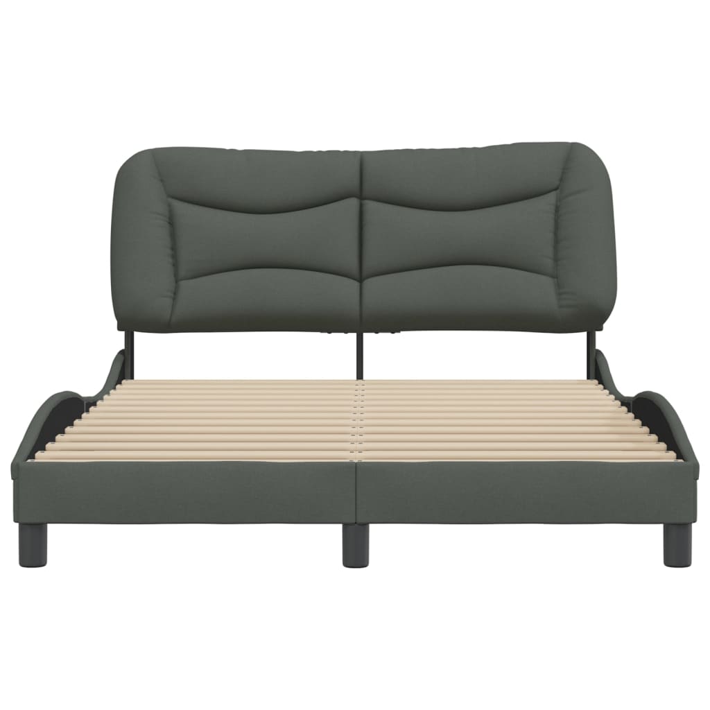 Bedframe with Dark Gray Headboard 140x200 cm in Fabric