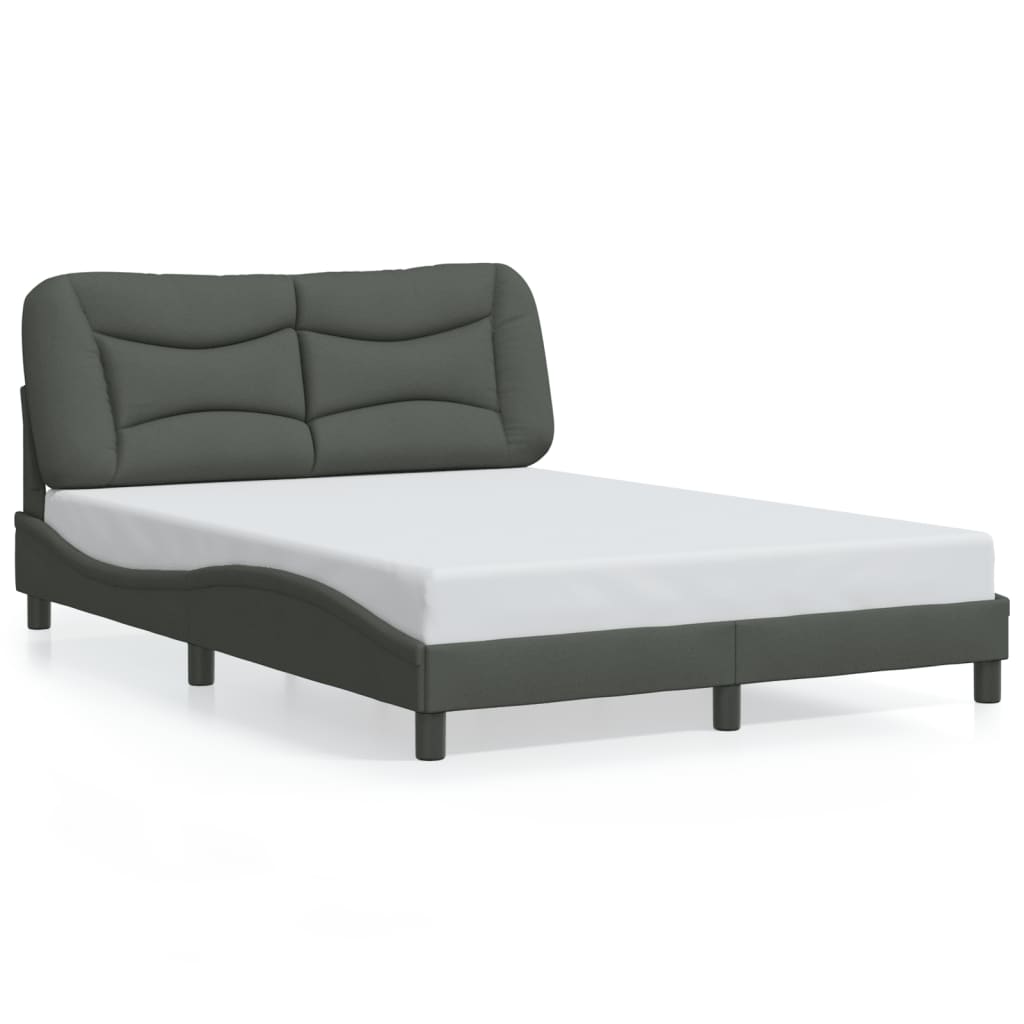 Bedframe with Dark Gray Headboard 140x200 cm in Fabric