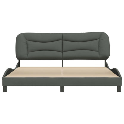 Bedframe with Dark Gray Headboard 180x200 cm in Fabric