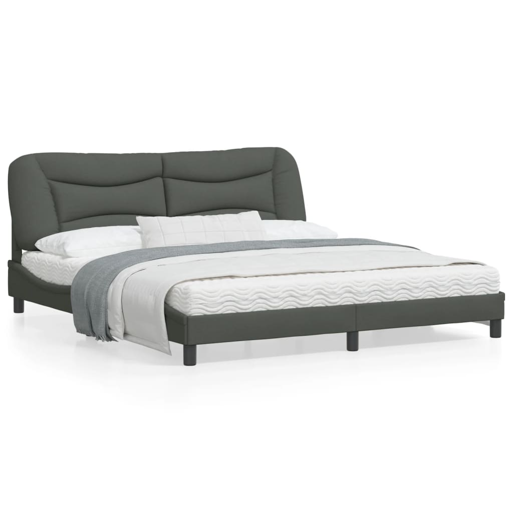 Bedframe with Dark Gray Headboard 180x200 cm in Fabric