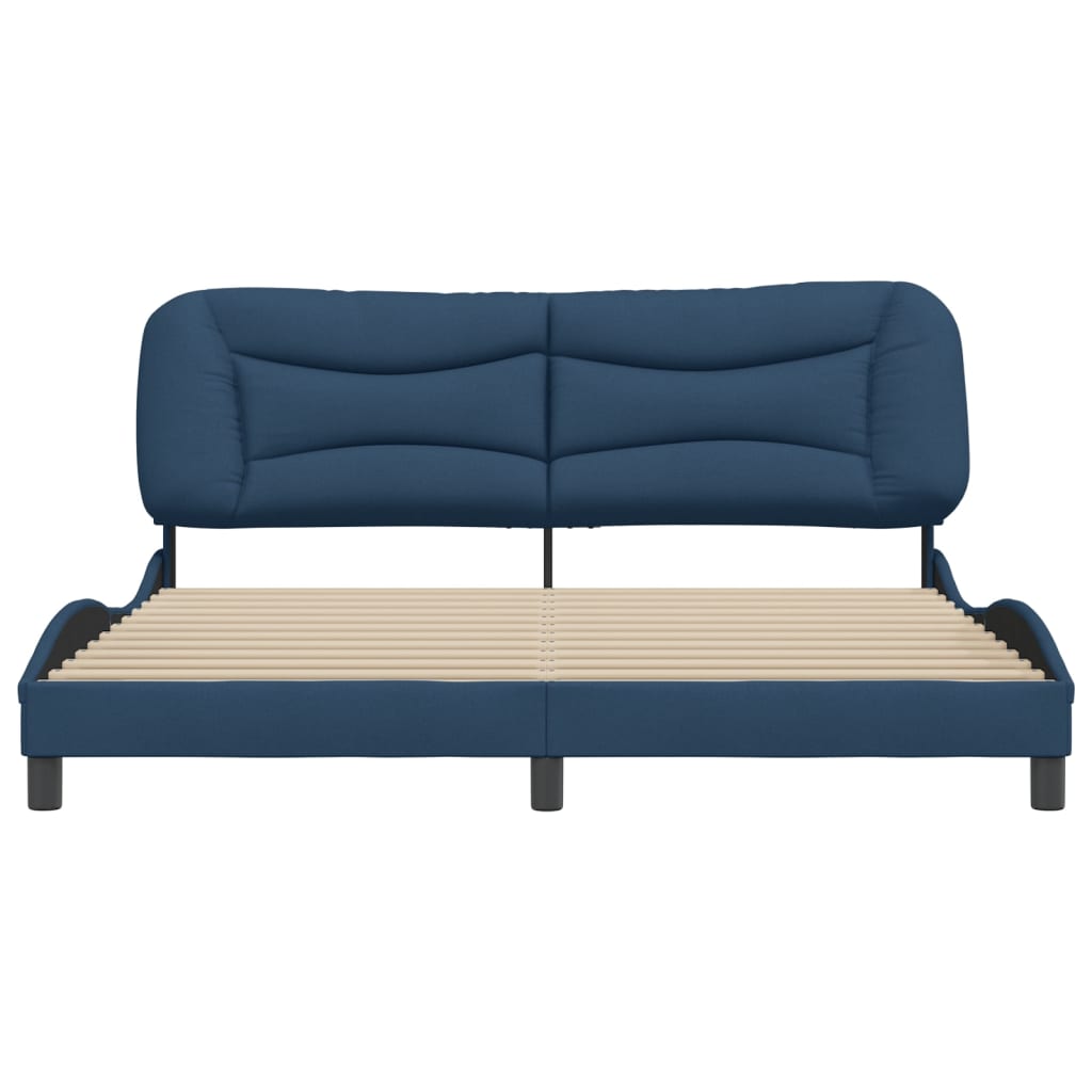 Bed frame with blue headboard 180x200 cm in fabric