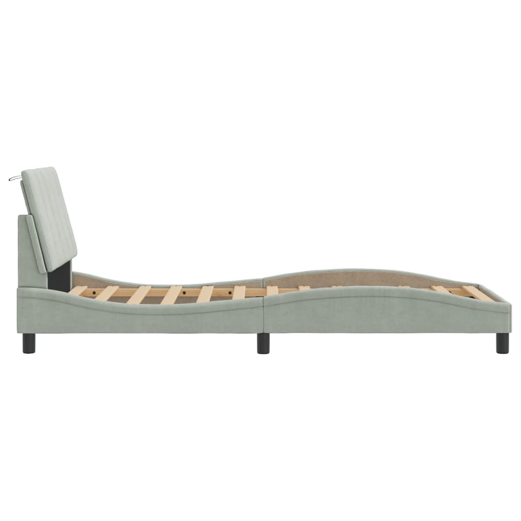 Giroletto senza Materasso Hanko Grigio Chiaro 90x190 cm Velluto - homemem39