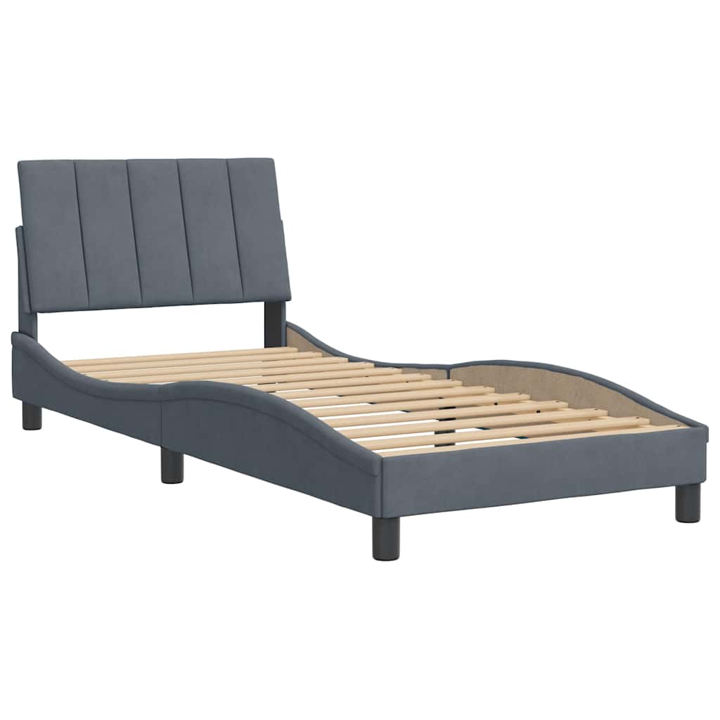 Giroletto senza Materasso Hanko Grigio Scuro 90x190 cm Velluto | homemem39
