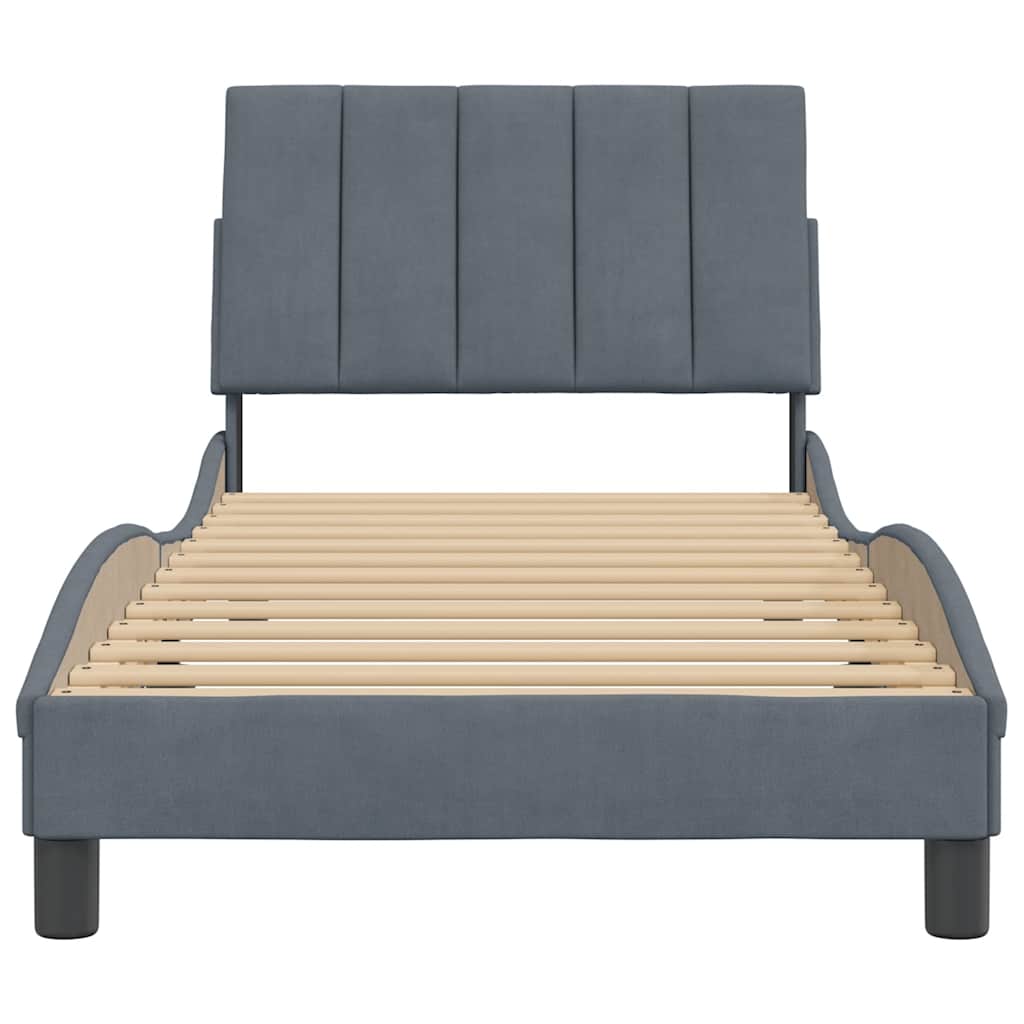 Giroletto senza Materasso Hanko Grigio Scuro 90x190 cm Velluto | homemem39