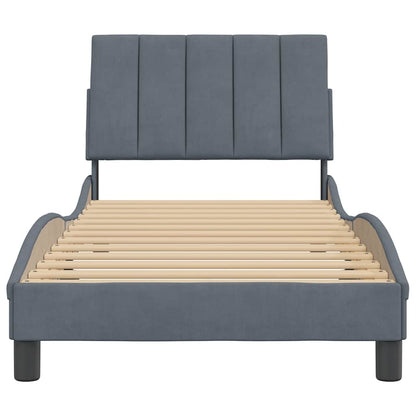 Giroletto senza Materasso Hanko Grigio Scuro 90x190 cm Velluto | homemem39