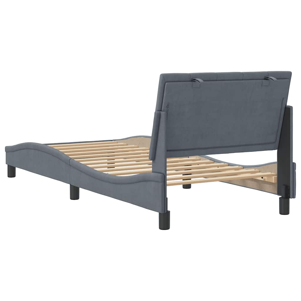 Giroletto senza Materasso Hanko Grigio Scuro 90x190 cm Velluto | homemem39