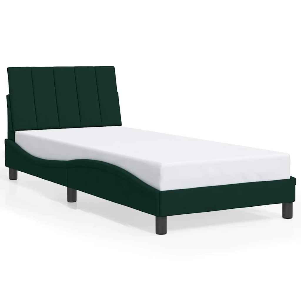 Giroletto senza Materasso Hanko Verde Scuro 90x200 cm in Velluto