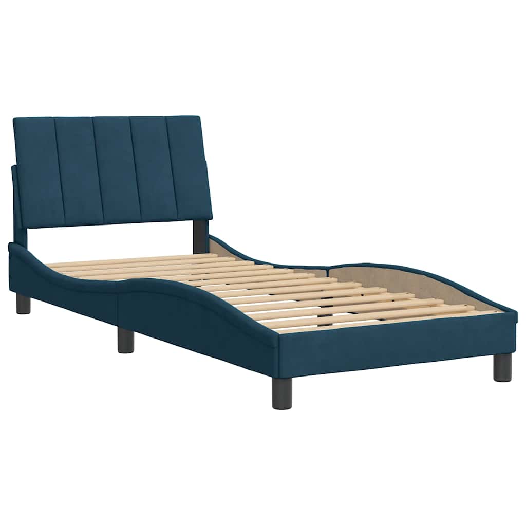 Giroletto senza Materasso Hanko Blu 90x200 cm in Velluto | homemem39