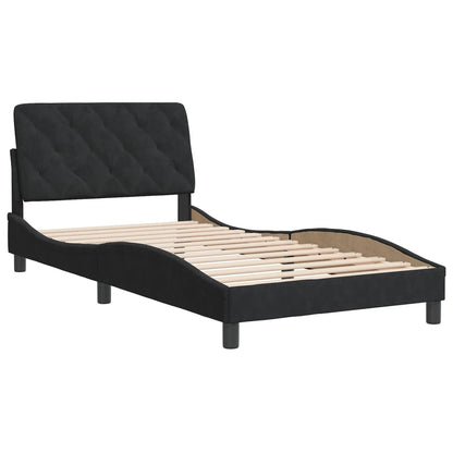 Bedframe with Black Headboard 100x200 cm in Velvet