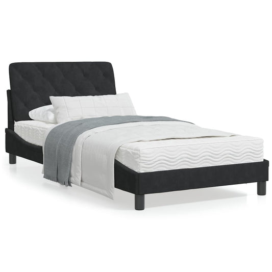 Bedframe with Black Headboard 100x200 cm in Velvet