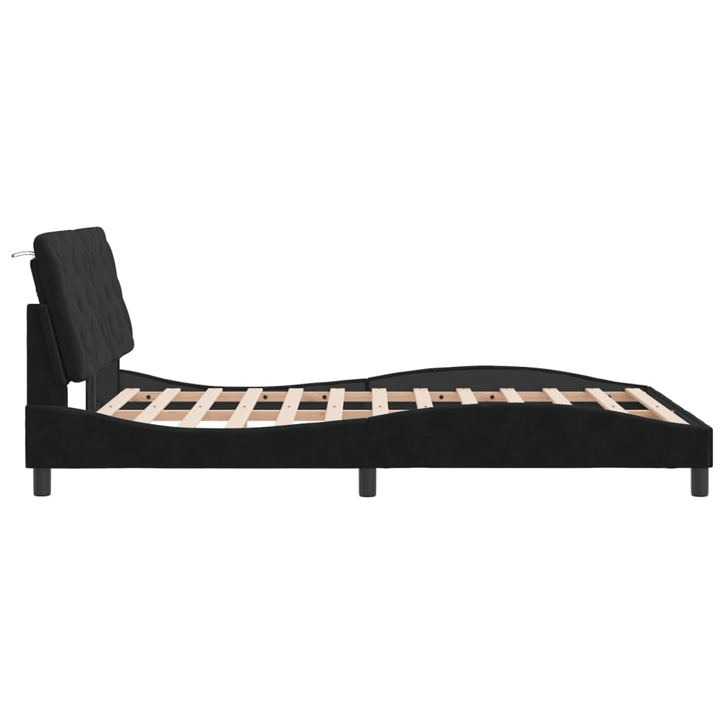 Bedframe with Black Headboard 120x200 cm in Velvet