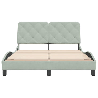 Bed frame with light gray headboard 140x190 cm in velvet