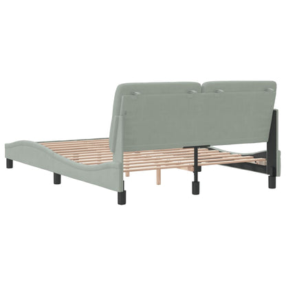 Bed frame with light gray headboard 140x190 cm in velvet