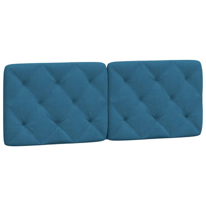 Bed frame with blue headboard 140x190 cm in velvet