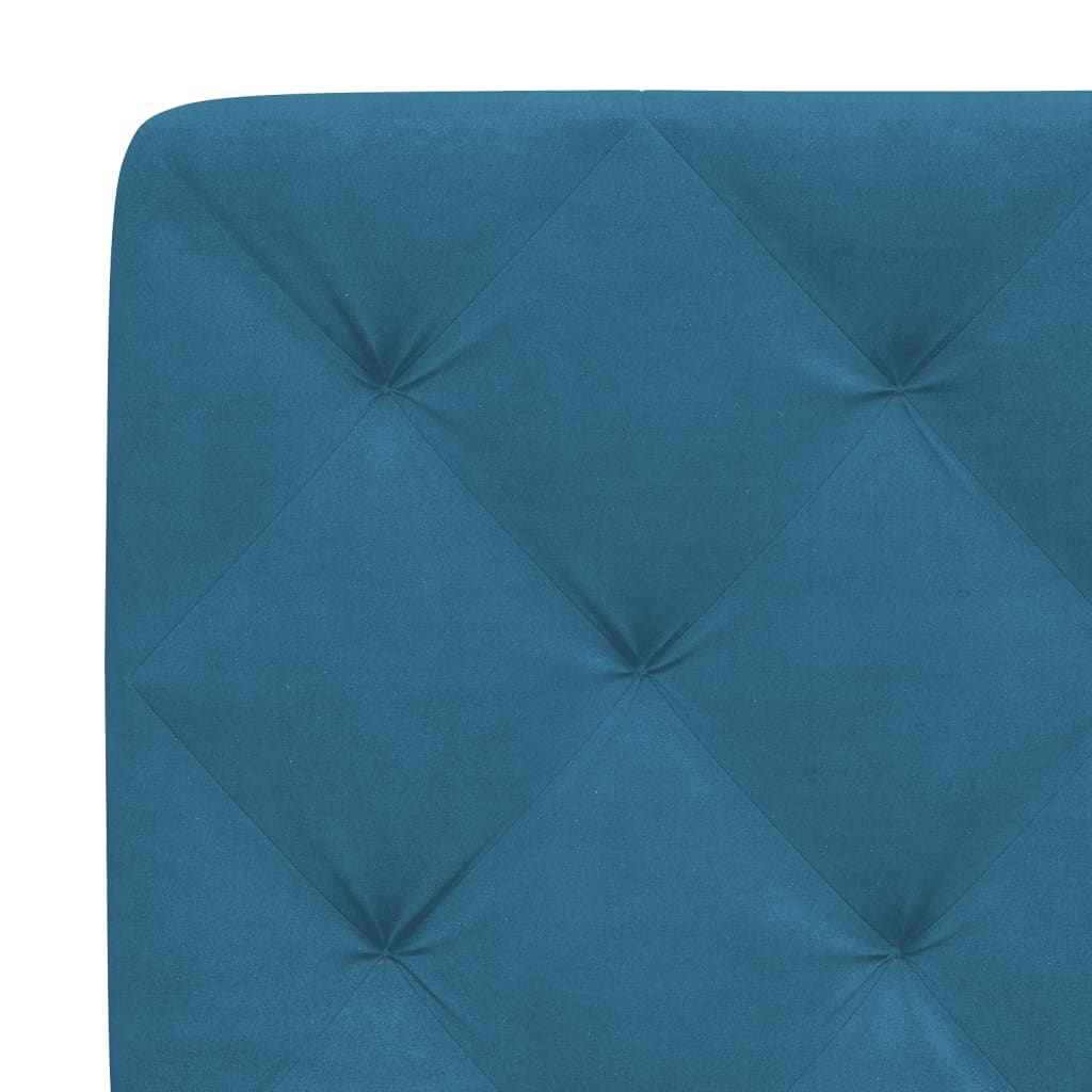 Bed frame with blue headboard 140x190 cm in velvet