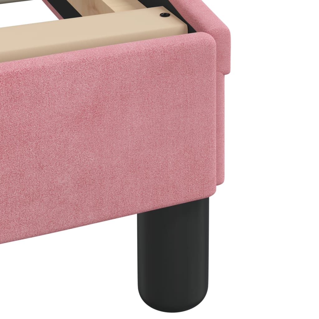 Bed frame with pink headboard 140x190 cm in velvet